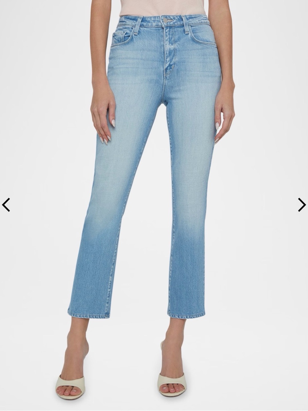 L'AGENCE Light Wash Cropped Straight Jeans